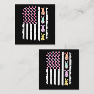 Carte De Visite Carré Drapeau américain avec lapin pour le jour de Pâque