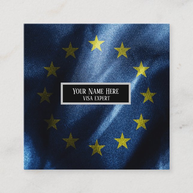 Carte De Visite Carré Drapeau de soie de l'UE (Devant)