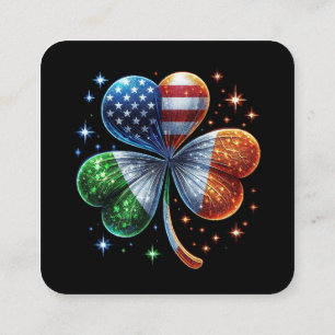Carte De Visite Carré Drapeau irlando-américain FÊTE DE LA SAINT-PATRICK
