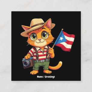 Carte De Visite Carré Drapeau porto-ricain de chats mignons Boricua Hisp