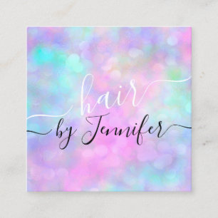 Carte De Visite Carré Drives 6 Punches Coiffeur maquillage Holographique