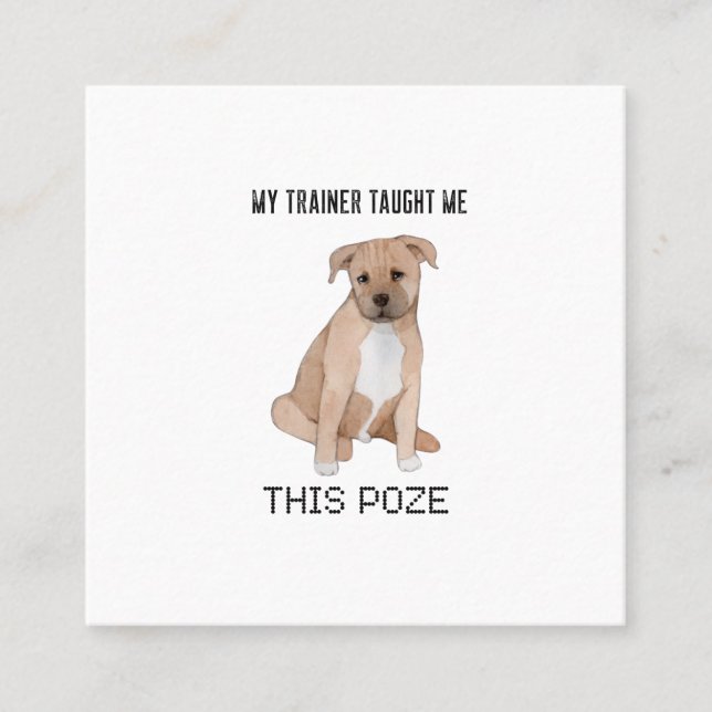 Carte De Visite Carré Drôle chien, chiot t-shirt messages ce Poze (Devant)