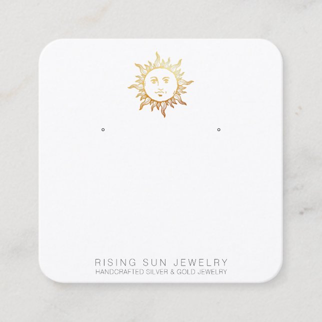 Carte De Visite Carré *~* EARRING AFFICHER QR Social Media Icons Sun (Devant)