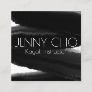 Carte De Visite Carré Eau de la brosse à rayure noire profonde