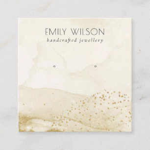 Carte De Visite Carré Ecran Beige Aquarelle Or Parties scintillant Écran