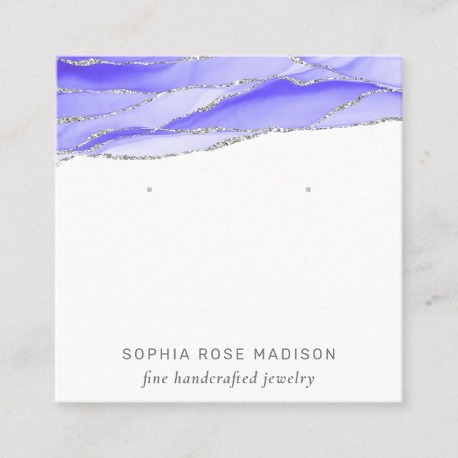 Carte De Visite Carré Écran de bijoux en aquarelle violet Agate (Devant)