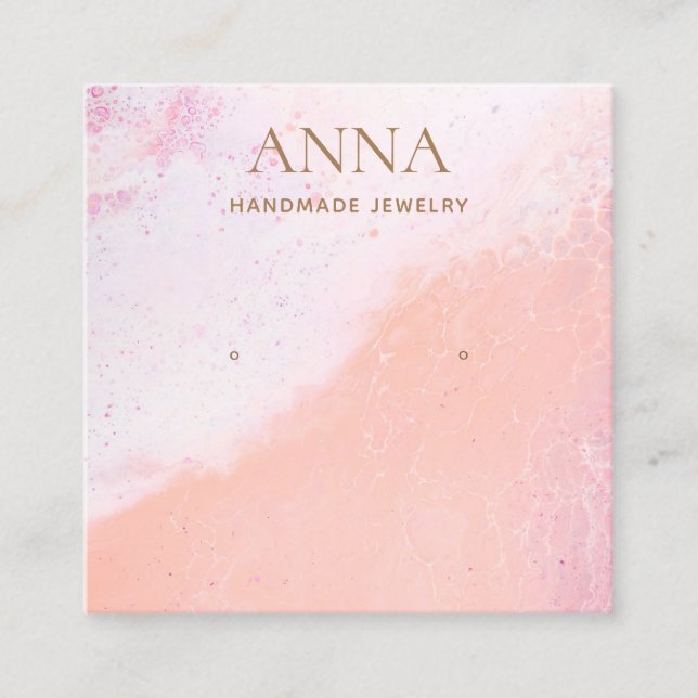 Carte De Visite Carré Écran de bijoux Peach Pink Beach (Devant)