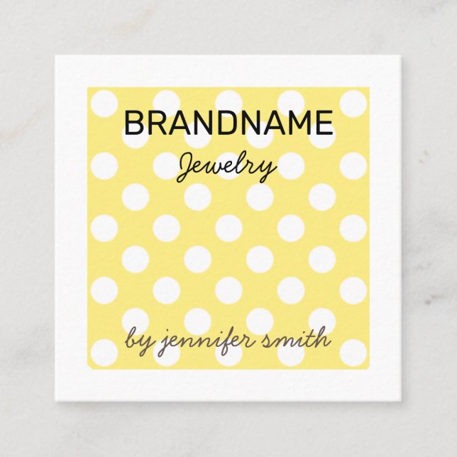 Carte De Visite Carré Écran de bijoux Pois jaunes pastel (Devant)