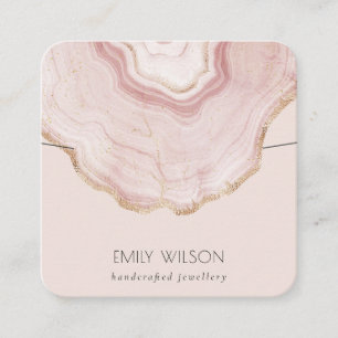 Carte De Visite Carré Écran de collier en marbre doux Rose or Agate