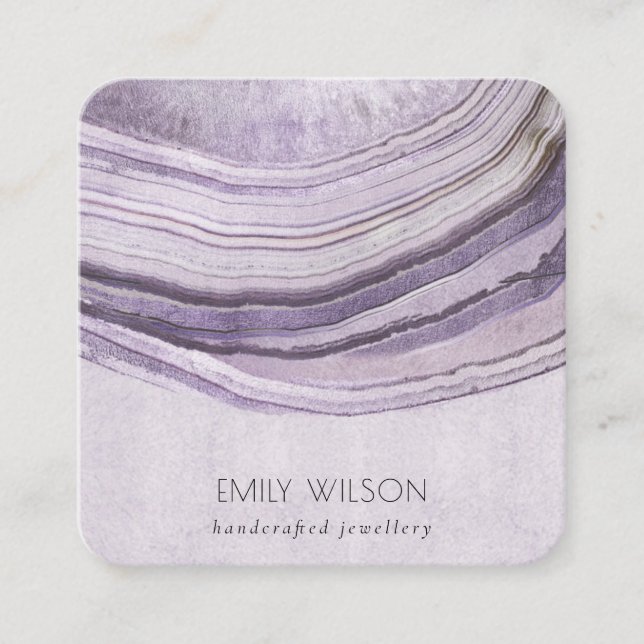 Carte De Visite Carré Écran de collier terreux Mauve Lilac Agate (Devant)