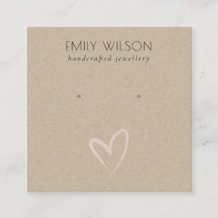 Carte De Visite Carré Écran De Porte D'Oreille Simple Kraft Blush Heart