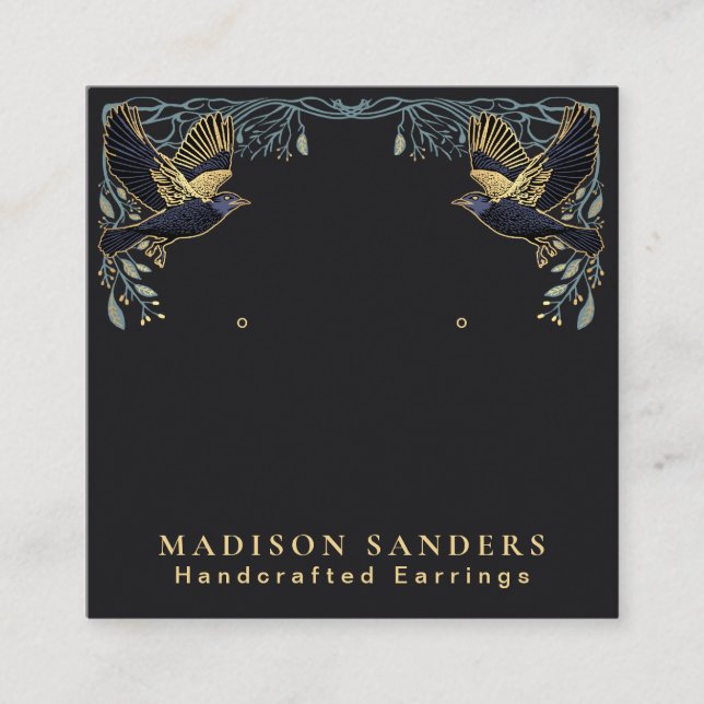 Carte De Visite Carré Écran d'oreille Enchantée Ravens Witchy (Devant)