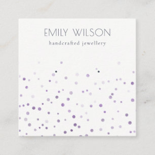 Carte De Visite Carré Écran d'oreille Lilac Aquarelle Confetti