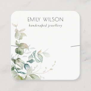 Carte De Visite Carré Écran d'oreille Pastel Blue Green Foliage Bunch