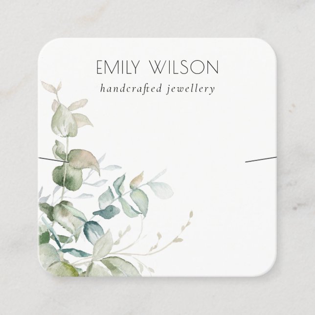 Carte De Visite Carré Écran d'oreille Pastel Blue Green Foliage Bunch (Devant)