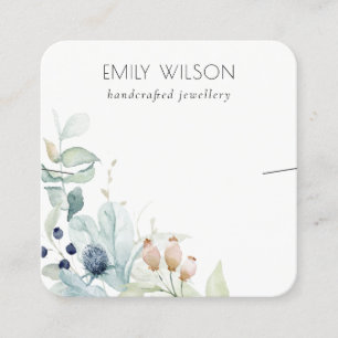 Carte De Visite Carré Écran d'oreille Pastel Blue Green Foliage Bunch