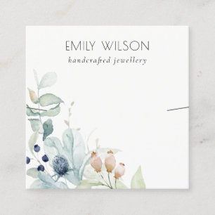 Carte De Visite Carré Écran d'oreille Pastel Blue Green Foliage Bunch