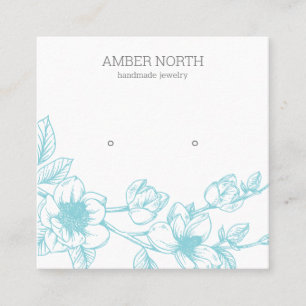 Carte De Visite Carré Écran d'oreille pour bijoux en fleurs bleues