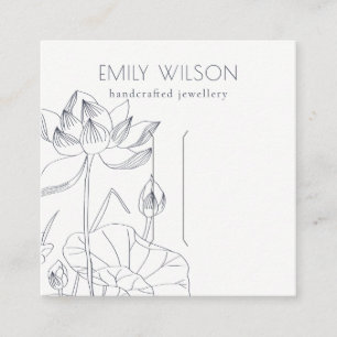 Carte De Visite Carré Écran floral Nénuphar minimal pour l'esquisse