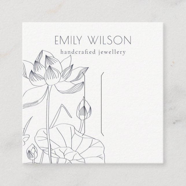Carte De Visite Carré Écran floral Nénuphar minimal pour l'esquisse (Devant)