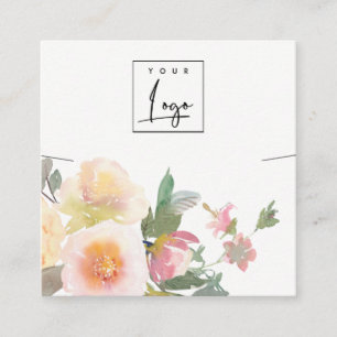Carte De Visite Carré Écran Pastel Blush Rose Floral Bunch Collier