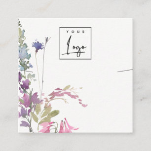 Carte De Visite Carré Écran Pink Blush Blue Bell Floral Bunch Collier