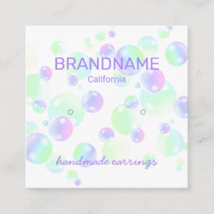 Carte De Visite Carré Écran Purple Rainbow Soap Bubbles Earrings