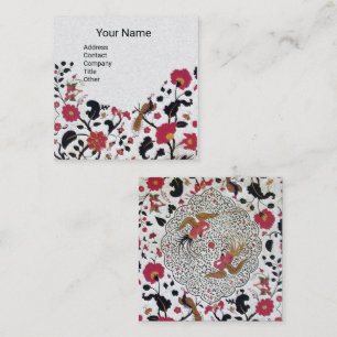 Carte De Visite Carré ÉDEN, perle florale blanche noire rouge de JARDIN