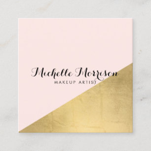 Carte De Visite Carré Edgy Geometry Faux Gold Foil et rose Color Block