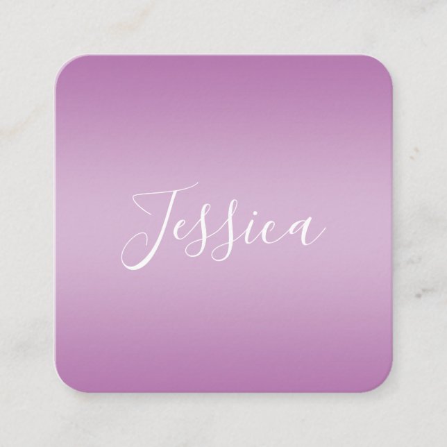 Carte De Visite Carré Editable Soft Mauve Ombre & White Text Script (Devant)