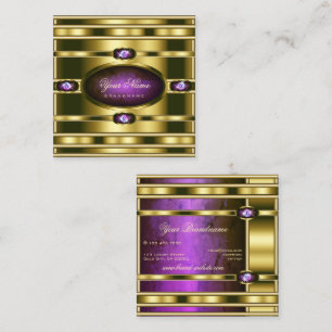 Carte De Visite Carré Effet or de luxe avec Motif en marbre violet foncé