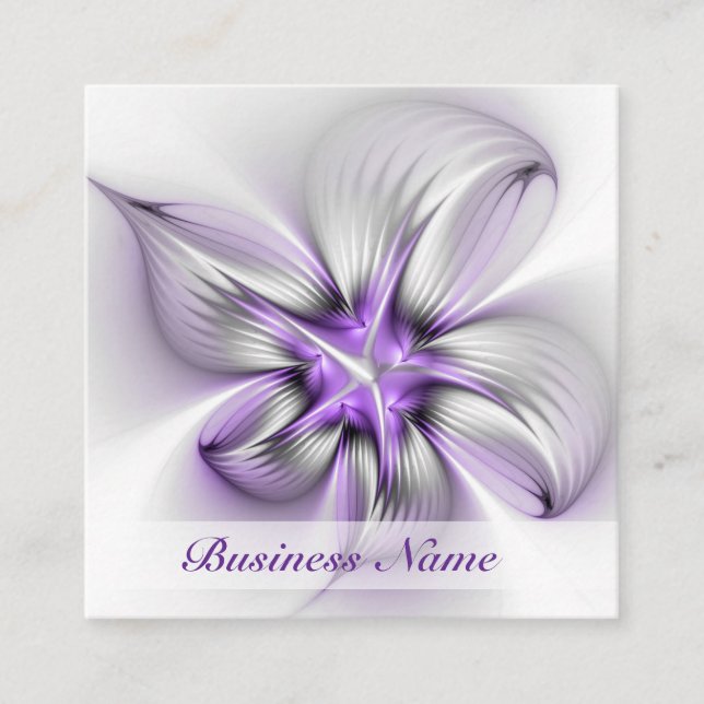Carte De Visite Carré Élégance florale Art Abstrait Violet Fractal moder (Devant)