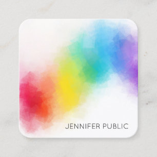 Carte De Visite Carré Élégant Abstrait Rainbow Colors Modèle
