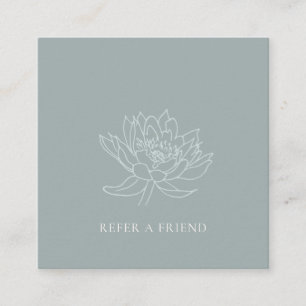 CARTE DE VISITE CARRÉ ÉLÉGANT AQUA BLEU TURQUOISE LOTUS FLORAL REFRIGER 