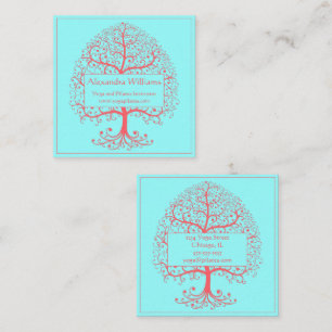 Carte De Visite Carré Élégant arbre de vie Pastel rose Personnalisé