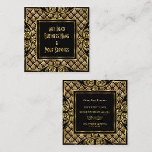 Carte De Visite Carré Elégant Art Déco Art Déco Gold Black Vintage 1930