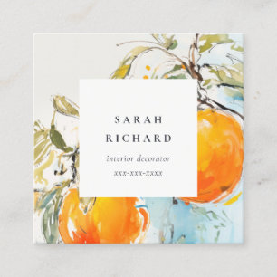 Carte De Visite Carré Elégant Boho moderne Abstrait Sketchy Orange Garde