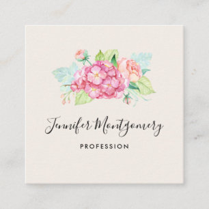 Carte De Visite Carré Elégant Bouquet de fleurs rose