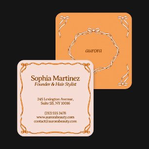 Carte De Visite Carré Elégant cadre décoratif à ruban