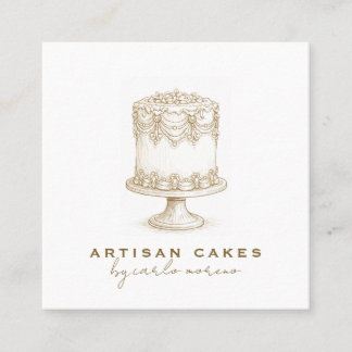 Carte De Visite Carré Elegant Cake Bakery Business Card