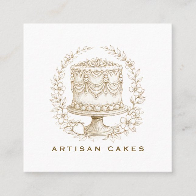 Carte De Visite Carré Elegant  Cake Bakery Logo (Devant)