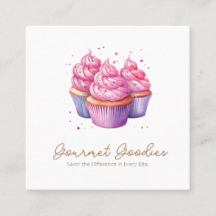 Carte De Visite Carré Élégant Carré de boulangerie moderne Cupcake Carte