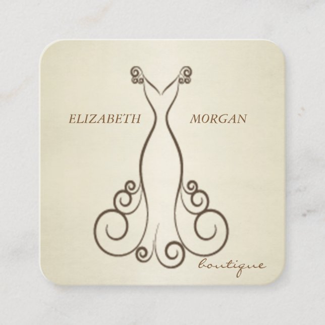 Carte De Visite Carré Élégant Chic Luxe Professionnel, Robe (Devant)