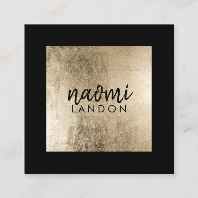 Carte De Visite Carré Elégant chic or moderne carré minimaliste noir (Devant)