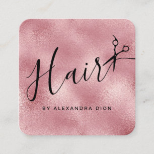 Carte De Visite Carré Elégant ciseaux rose rose or rose