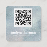 Elégant cristal bleu nacré irisé QR CODE