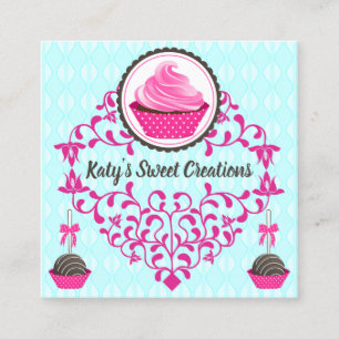 Carte De Visite Carré Élégant Cupcake Cake Pops Swirls