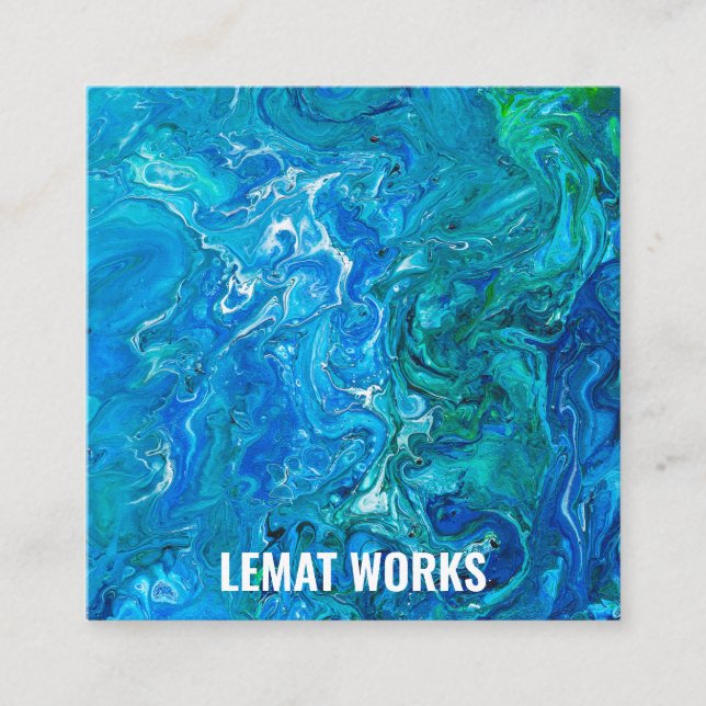 Carte De Visite Carré Élégant Dentelle folle Agate 2 - Blue Aqua (Devant)