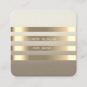 Carte De Visite Carré Élégant Design Moderne Faux Gold Striped