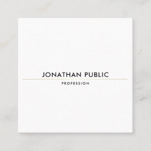Carte De Visite Carré Elégant Design simple Or Blanc Modèle tendance